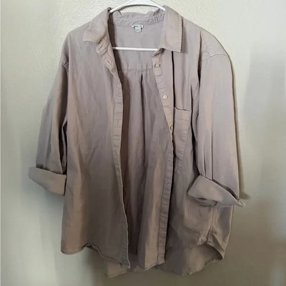 Aerie Light Pink Garment Dyed Button Up Women’s XL - Picture 2 of 4